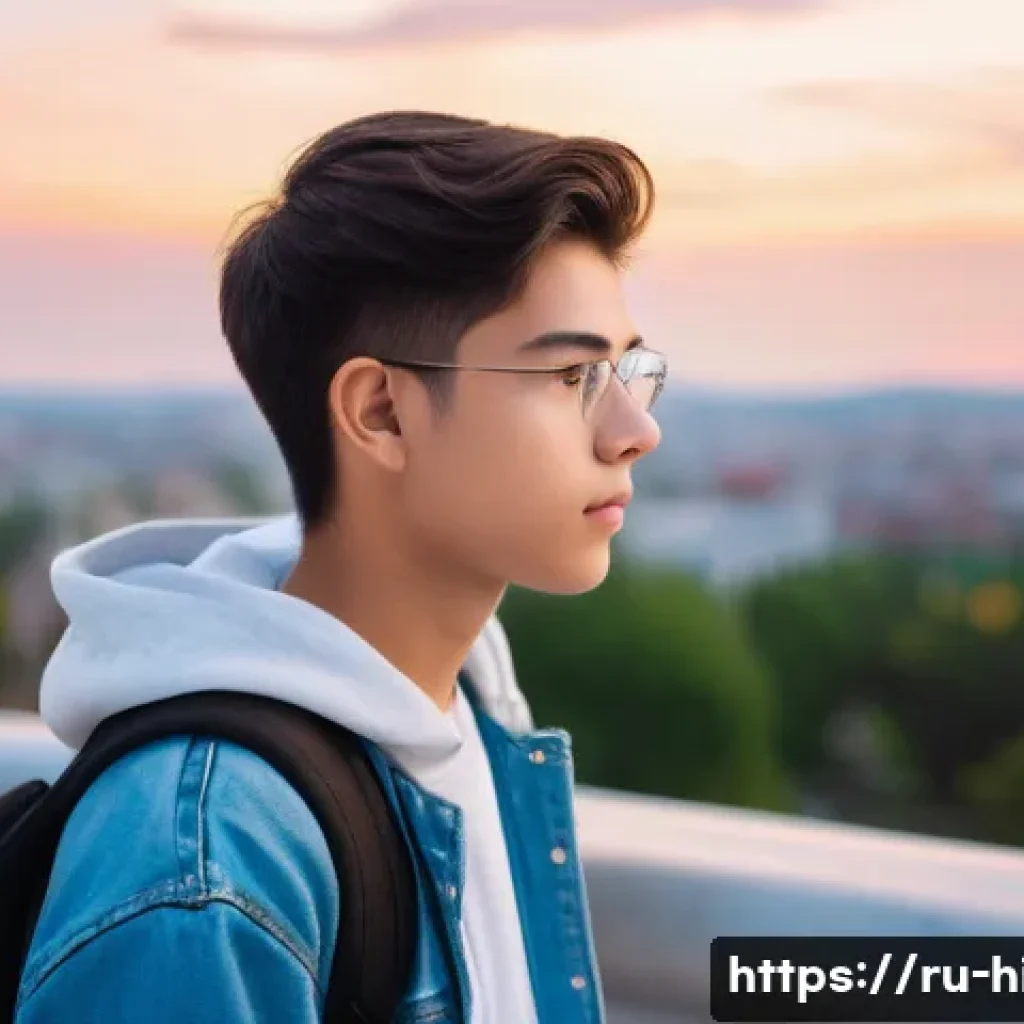 고등학교 진로 멘토링 활용법 - **Prompt:** A thoughtful high school student, aged 16, with a gender-neutral appearance, stands at a...