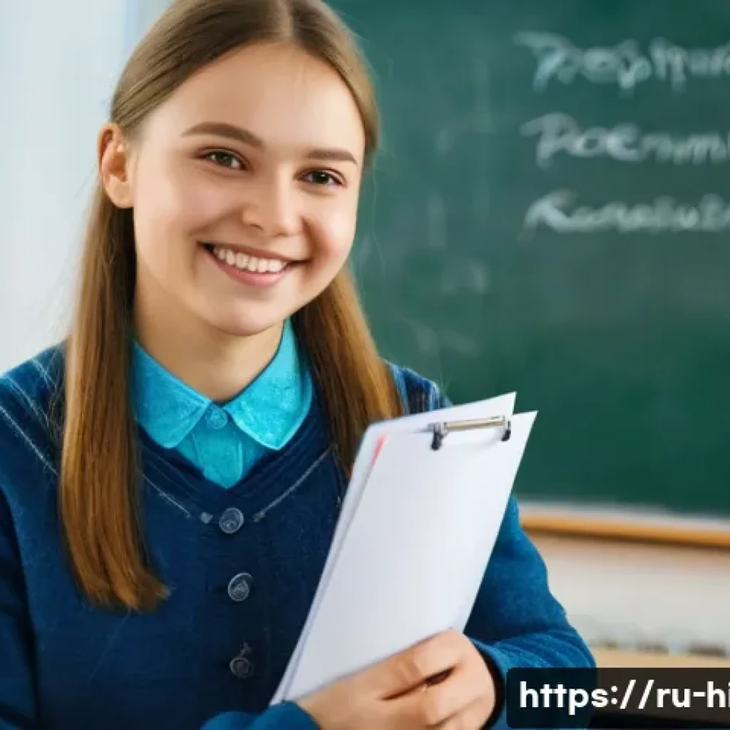 고등학교 교사 추천서 받는 법 - A warm and respectful scene in a Russian school classroom where a student politely asks a middle-age...