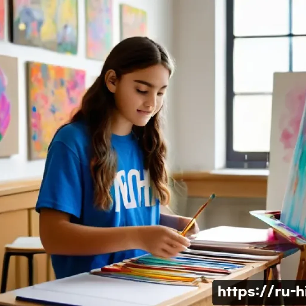 고등학교 예체능 계열 진학 전략 - A bright and inspiring art classroom scene featuring a teenage student wearing casual clothes and sk...