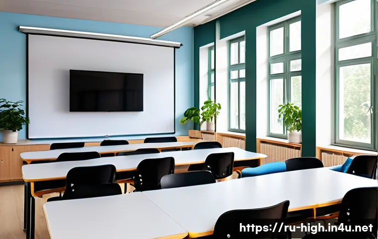 고등학교 학생회 공약 예시 - A modern Russian school classroom interior featuring ergonomic adjustable desks and chairs designed ...