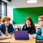 Home 22 고등학교 창업 동아리 운영법 - A vibrant school startup club meeting in a modern classroom setting, featuring diverse teenage stude...