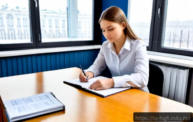 고등학교 대입 면접 기출 분석 - Photorealistic Russian high school student and experienced career counselor analyzing university adm...
